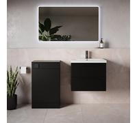 Napoli 390 Wall Mounted 2 Drawer Vanity Unit and Toilet Suite with Glide Basin | Matt Black | MDF | 1100mm