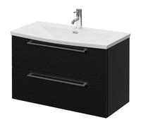 Napoli 390 Wall Mounted 2 Drawer Vanity Unit with Arc Basin | Nero Oak | MDF | 800mm