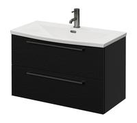 Napoli 390 Wall Mounted 2 Drawer Vanity Unit with Arc Basin | Nero Oak | MDF | 800mm
