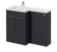 Napoli 460 2 Door Vanity Unit Toilet Suite with Left Hand Square Lucia Basin | Gloss Grey | MDF | 1100mm