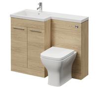 Napoli 460 2 Door Vanity Unit Toilet Suite with Left Hand Square Lucia Basin | Light Oak | MDF | 1100mm