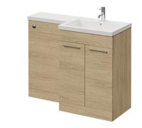 Napoli 460 2 Door Vanity Unit Toilet Suite with Right Hand Square Lucia Basin | Light Oak | MDF | 1100mm