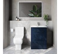 Napoli 460 2 Drawer Vanity Unit and Tacoma Comfort Height Toilet Suite with Angel Basin | Deep Blue | MDF | 600mm