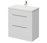 Napoli 460 2 Drawer Vanity Unit with Glide Basin | Gloss White | MDF | 800mm