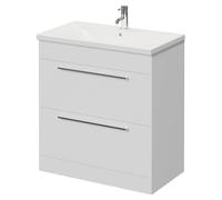 Napoli 460 2 Drawer Vanity Unit with Glide Basin | Gloss White | MDF | 800mm