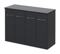 Napoli 460 4 Door Vanity Unit for Countertop Basins | Gloss Grey | MDF | 1200mm
