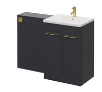 Napoli 460 Cento 2 Door Vanity Unit Toilet Suite with Glide Basin | Gloss Grey | MDF | 1200mm