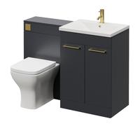 Napoli 460 Cento 2 Door Vanity Unit Toilet Suite with Glide Basin | Gloss Grey | MDF | 1200mm