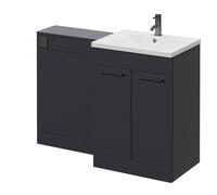 Napoli 460 Cento 2 Door Vanity Unit Toilet Suite with Glide Basin | Gloss Grey | MDF | 1200mm
