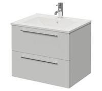 Napoli 460 Wall Mounted 2 Drawer Vanity Unit with Angel Basin | Gloss Grey Pearl | MDF | 600mm