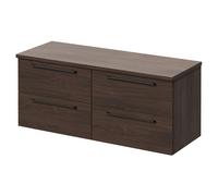 Napoli 460 Wall Mounted 4 Drawer Vanity Unit for Countertop Basins | Brown Oak | MDF | 1200mm