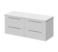 Napoli 460 Wall Mounted 4 Drawer Vanity Unit for Countertop Basins | Gloss White | MDF | 1200mm