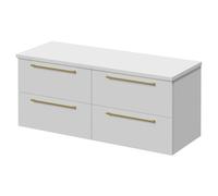 Napoli 460 Wall Mounted 4 Drawer Vanity Unit for Countertop Basins | Gloss White | MDF | 1200mm