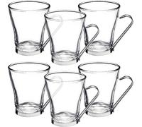 Napoli 6Pc Glass & Stainless Steel Coffee Cups 22Cl / 220Ml / 7.4Oz