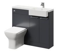 Napoli Combination Vanity Unit Toilet Suite | Gloss Grey | ABS Polished Chrome | 1000mm