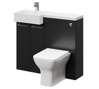 Napoli Combination Vanity Unit Toilet Suite | Nero Oak | ABS Polished Chrome | 1000mm