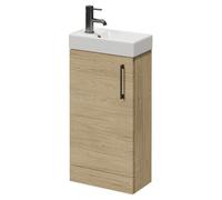 Napoli Cube Single Door Vanity Unit with Align Basin | Light Oak | MDF | 400mm