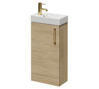 Napoli Cube Single Door Vanity Unit with Align Basin | Light Oak | MDF | 400mm