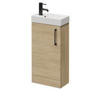Napoli Cube Single Door Vanity Unit with Align Basin | Light Oak | MDF | 400mm