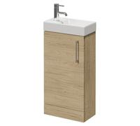 Napoli Cube Single Door Vanity Unit with Align Basin | Light Oak | MDF | 400mm
