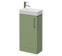 Napoli Cube Single Door Vanity Unit with Align Basin | Olive Green | MDF | 400mm