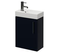 Napoli Cube Wall Mounted Single Door Vanity Unit with Align Basin | Deep Blue | MDF | 400mm