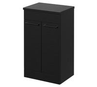 Napoli Floor Standing Vanity Unit for Countertop Basins with 2 Doors and Gunmetal Grey Handles | Nero Oak | MDF | 500mm