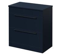 Napoli Floor Standing Vanity Unit for Countertop Basins with 2 Drawers and Gunmetal Grey Handles | Deep Blue | MDF | 800mm