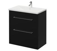 Napoli Floor Standing Vanity Unit with 1 Tap Hole Basin and 2 Drawers with Chrome Handles | Matt Black | MDF | 800mm