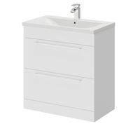 Napoli Floor Standing Vanity Unit with 1 Tap Hole Basin and 2 Drawers with Polished Chrome Handles | Gloss White | MDF | 800mm