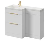 Napoli Gloss White L Shape Vanity Unit and Paulo Toilet Suite with Square Lucia Basin | 1100mm