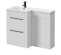 Napoli Gloss White L Shape Vanity Unit and Paulo Toilet Suite with Square Lucia Basin | 1100mm