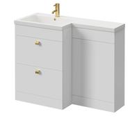 Napoli Gloss White L Shape Vanity Unit and Paulo Toilet Suite with Square Lucia Basin | 1100mm