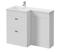 Napoli Gloss White L Shape Vanity Unit and Paulo Toilet Suite with Square Lucia Basin | 1100mm
