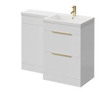 Napoli Gloss White L Shape Vanity Unit and Paulo Toilet Suite with Square Lucia Basin | 1100mm