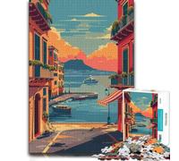 Napoli Harbor Sunset Detailed Wooden Puzzle for Adults, 1000 Pieces | During puzzle time: Jigsaw Puzzle - holiday gift for puzzle fans with hands-on indoor leisure.