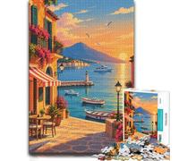 Napoli Harbor Sunset Jigsaw Puzzle 1000pcs (70x50cm) for Adults | For screen-free Christmas time, this adult jigsaw puzzle with 1000 pieces creates puzzle time on colder days.