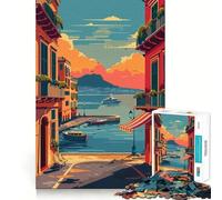 Napoli Harbor Sunset Jigsaw Puzzles for Adults 1000 Piece Reason Skill Toy Anxiety Relief Exact Cut Elegant Gift (38x52cm)