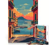 Napoli Harbor Sunset Jigsaw Puzzles for Adults 1000 Piece Reason Skill Toy Anxiety Relief Exact Cut Elegant Gift (38x52cm)
