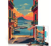 Napoli Harbor Sunset Jigsaw Puzzles for Adults 1000 Piece Reason Skill Toy Anxiety Relief Exact Cut Elegant Gift (38x26cm)