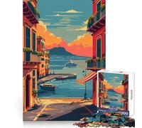 Napoli Harbor Sunset Jigsaw Puzzles for Adults 1000 Piece Reason Skill Toy Anxiety Relief Exact Cut Elegant Gift (38x26cm)