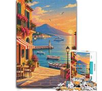 Napoli Harbor Sunset Puzzle 1000pcs (38x26cm) for Adults | For screen-free Christmas time, this adult jigsaw puzzle with 1000 pieces works well for shared time during the holidays.
