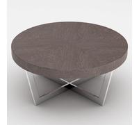 napoli high gloss round coffee table with steel base in acorn
