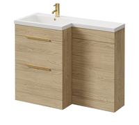 Napoli Light Oak L Shape Vanity Unit and Paulo Toilet Suite with Square Lucia Basin | 1100mm
