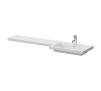 Napoli Right Hand L Shaped Furniture Basin with 1 Tap Hole | White | Polymarble | 1500mm x 390mm