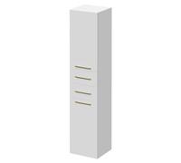 Napoli Wall Mounted Tall Storage Unit with 2 Doors 2 Drawers and Brushed Brass Handles | Gloss White | MDF | 350mm x 1600mm