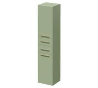 Napoli Wall Mounted Tall Storage Unit with 2 Doors 2 Drawers and Brushed Brass Handles | Olive Green | MDF | 350mm x 1600mm