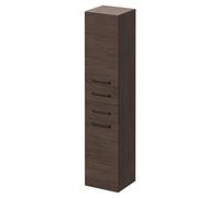 Napoli Wall Mounted Tall Storage Unit with 2 Doors 2 Drawers and Gunmetal Grey Handles | Brown Oak | MDF | 350mm x 1600mm