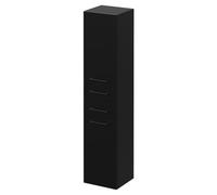 Napoli Wall Mounted Tall Storage Unit with 2 Doors 2 Drawers and Gunmetal Grey Handles | Matt Black | MDF | 350mm x 1600mm