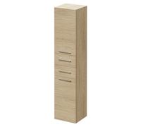 Napoli Wall Mounted Tall Storage Unit with 2 Doors 2 Drawers and Polished Chrome Handles | Light Oak | MDF | 350mm x 1600mm
